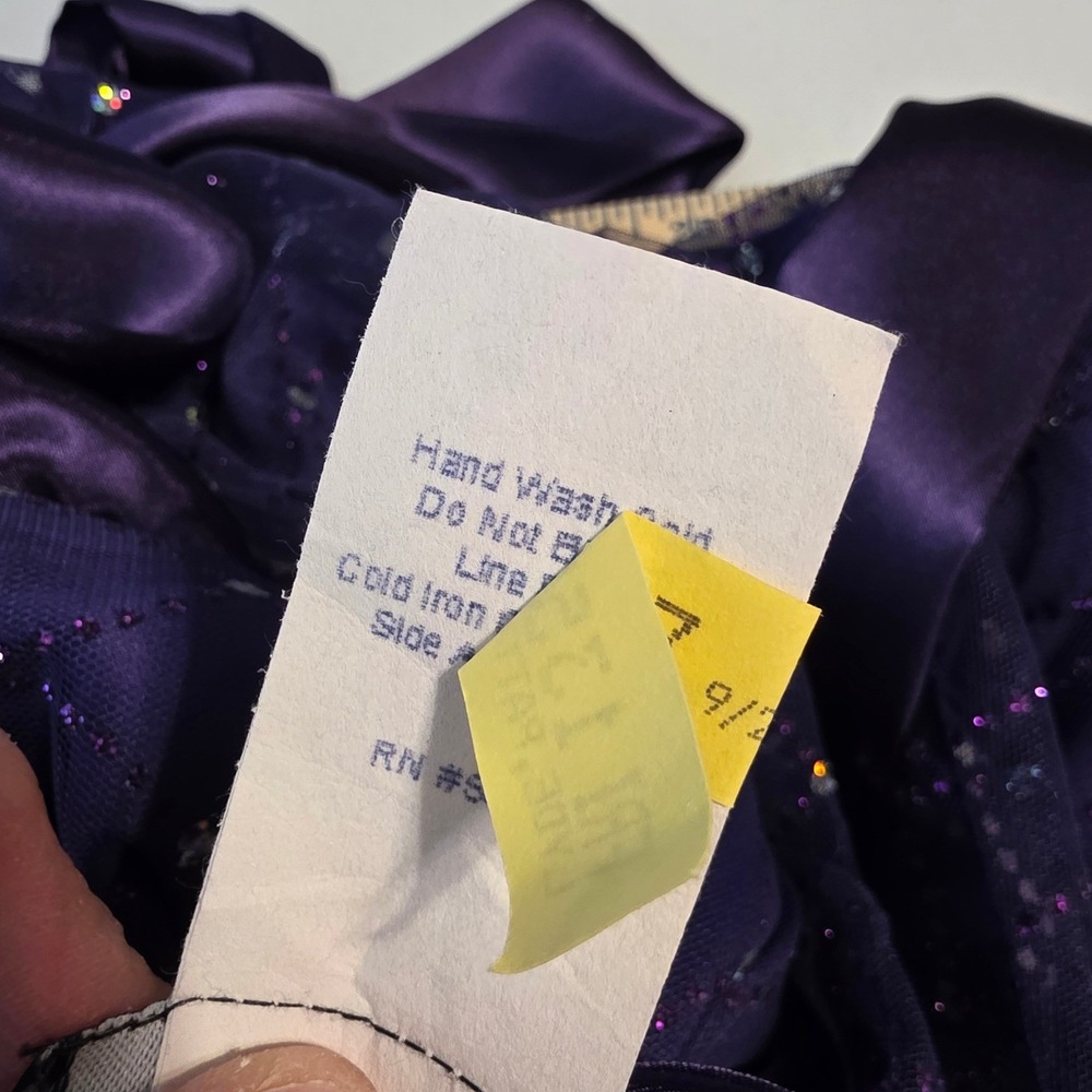 B. Darlin Purple Sequin Mesh Cocktail Dress Party Bow Size 7/8 Homecoming - Picture 5 of 11
